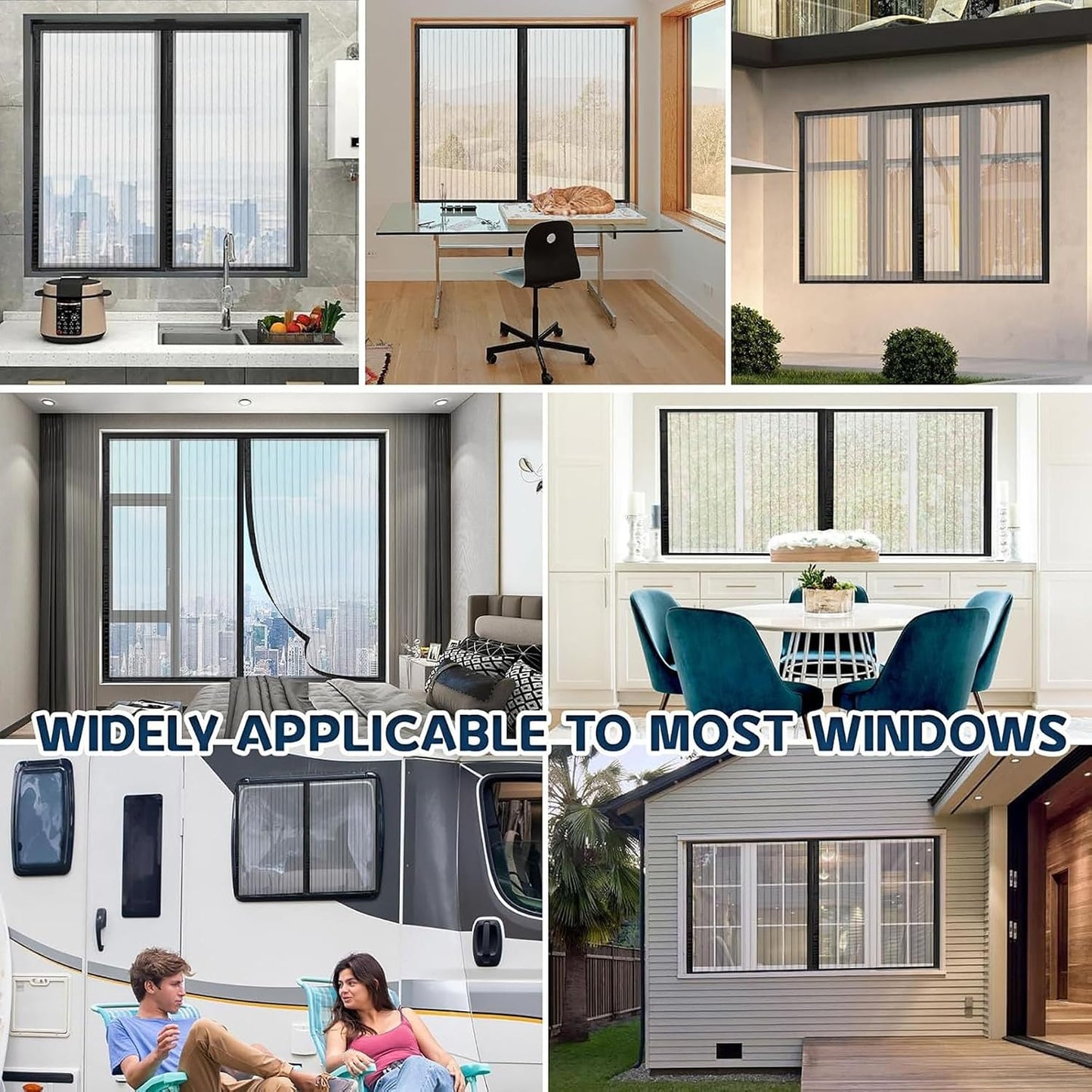  Mosquito Nets For Window 79 X 94 Cm Anti-Mosquito And Anti-Dust Mosquito Net Custom No Drilling Easy To Install For Front Door Interior And Windows, Black