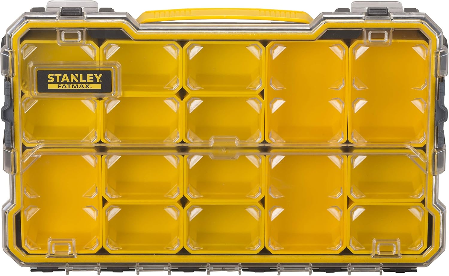  Stanley Fmst1-75779 Boîte À Outils Étanche Profi 2/3 Gamme FatMax - Couvercle Transparent - Attaches Plastiques - Étanche - Ip53 - Pas De Poignée Noir Jaune