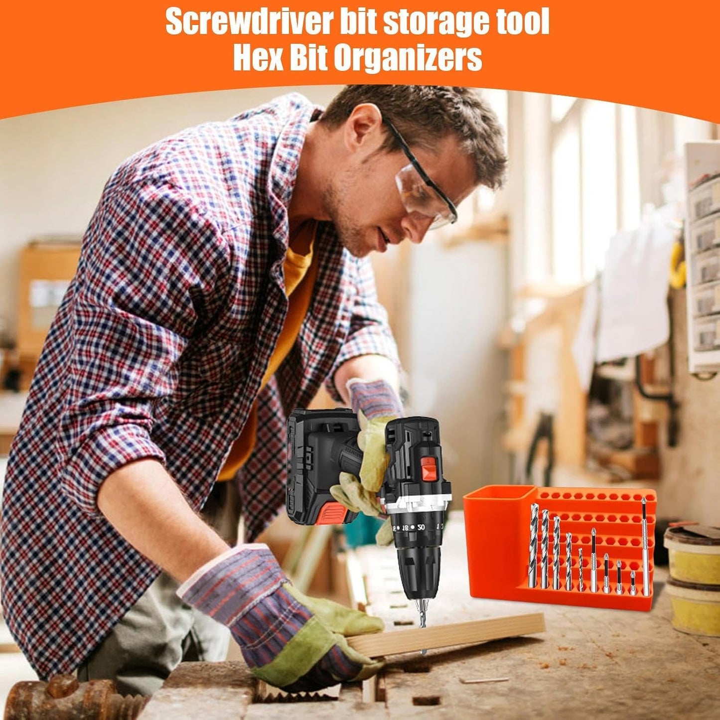 GENERIC Rangement D' De Tournevis, Support De Forets électriques De Précision, Solution D'organisation Antidérapante Pour Abri De Jardin, Garage, Atelier, Armoire à Outils