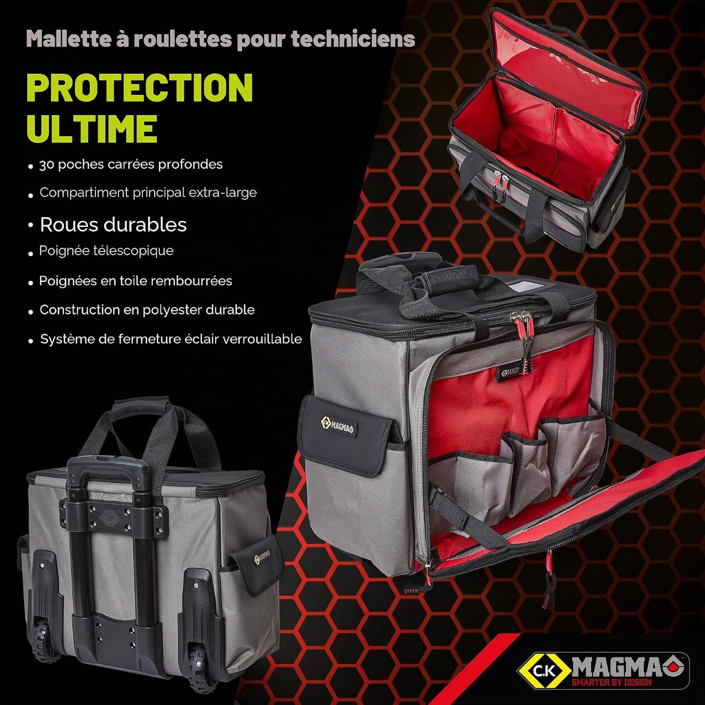  C.K Magma Malette Outils Sur Roulettes, Caisse A Outil De Technicien, Sac à Outils De Electricien, Boite A Outil Vide, Rangement Des Outillage, Sacoche Roulante, Trousse Vide, MA2650