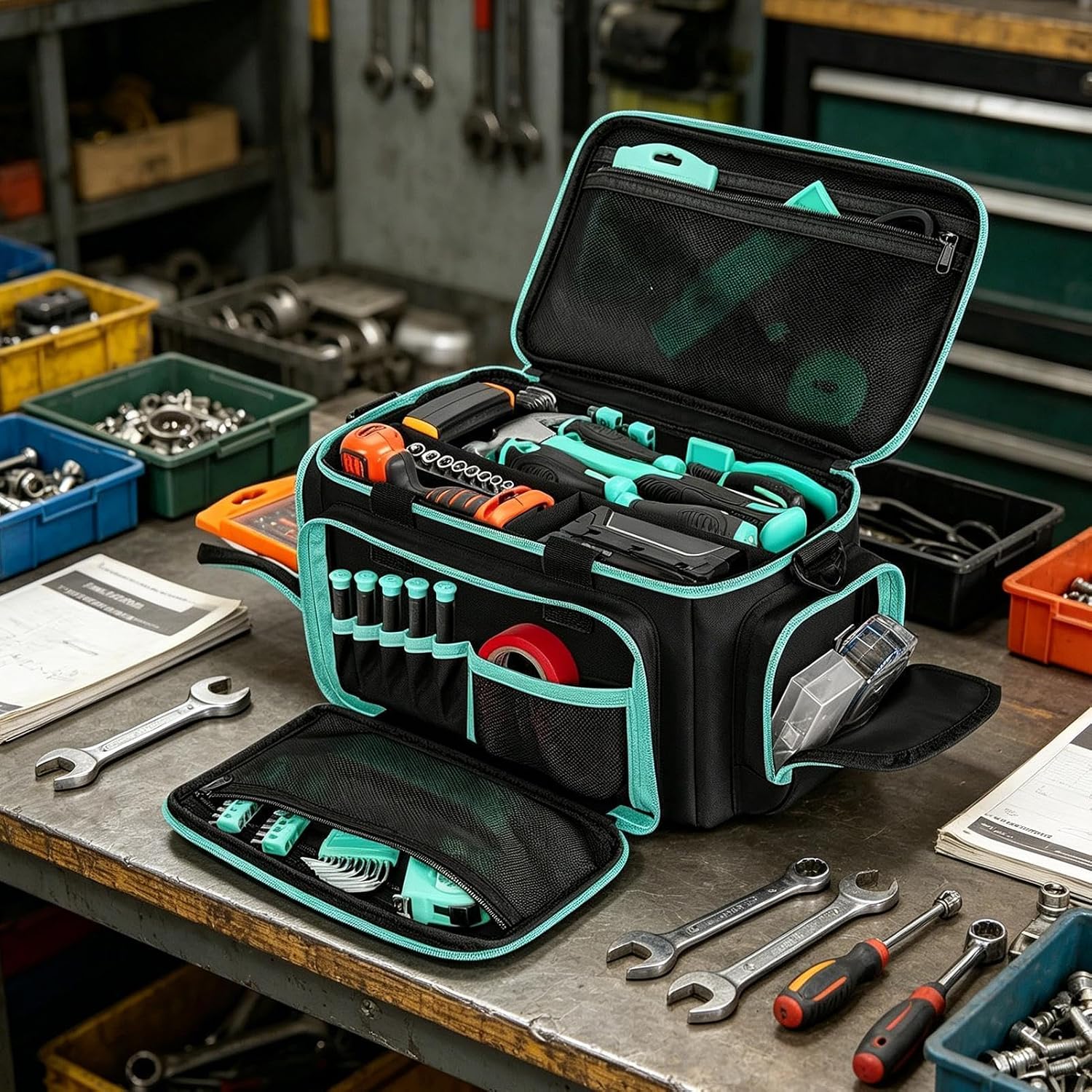  Sac à Outils Tote | Grand Conteneur De Rangement Portable En Oxford | Grand Sac à Outils - Pour Menuisier, électricien, Travail, Jardin, Dortoir, Université, Voyage, Construction Et Camping