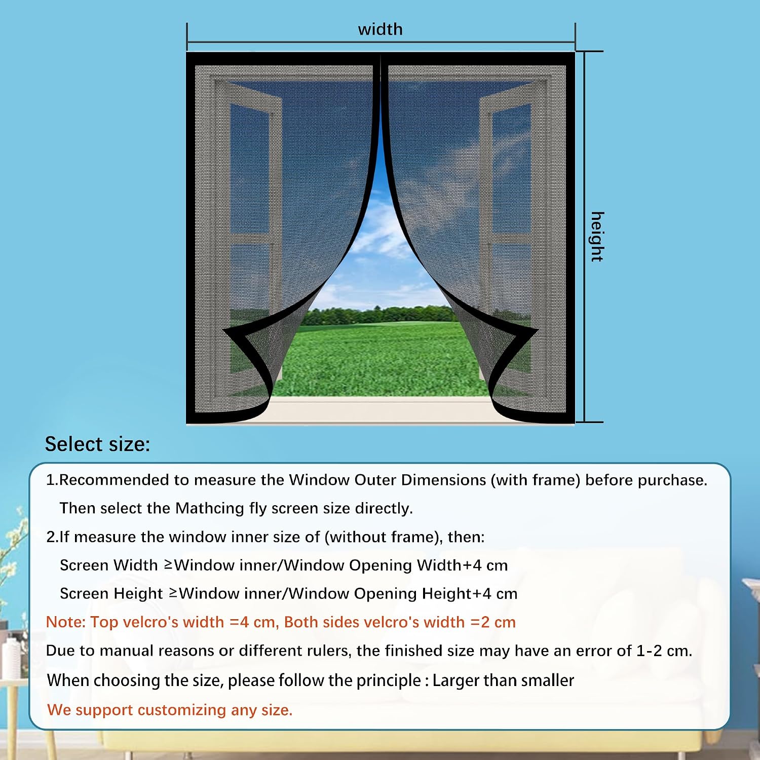  Magnetic Mosquito Net For Windows, 110 X 170 Cm, Magnetic Window Insect Screen, Easy Installation For Windows Doors, White