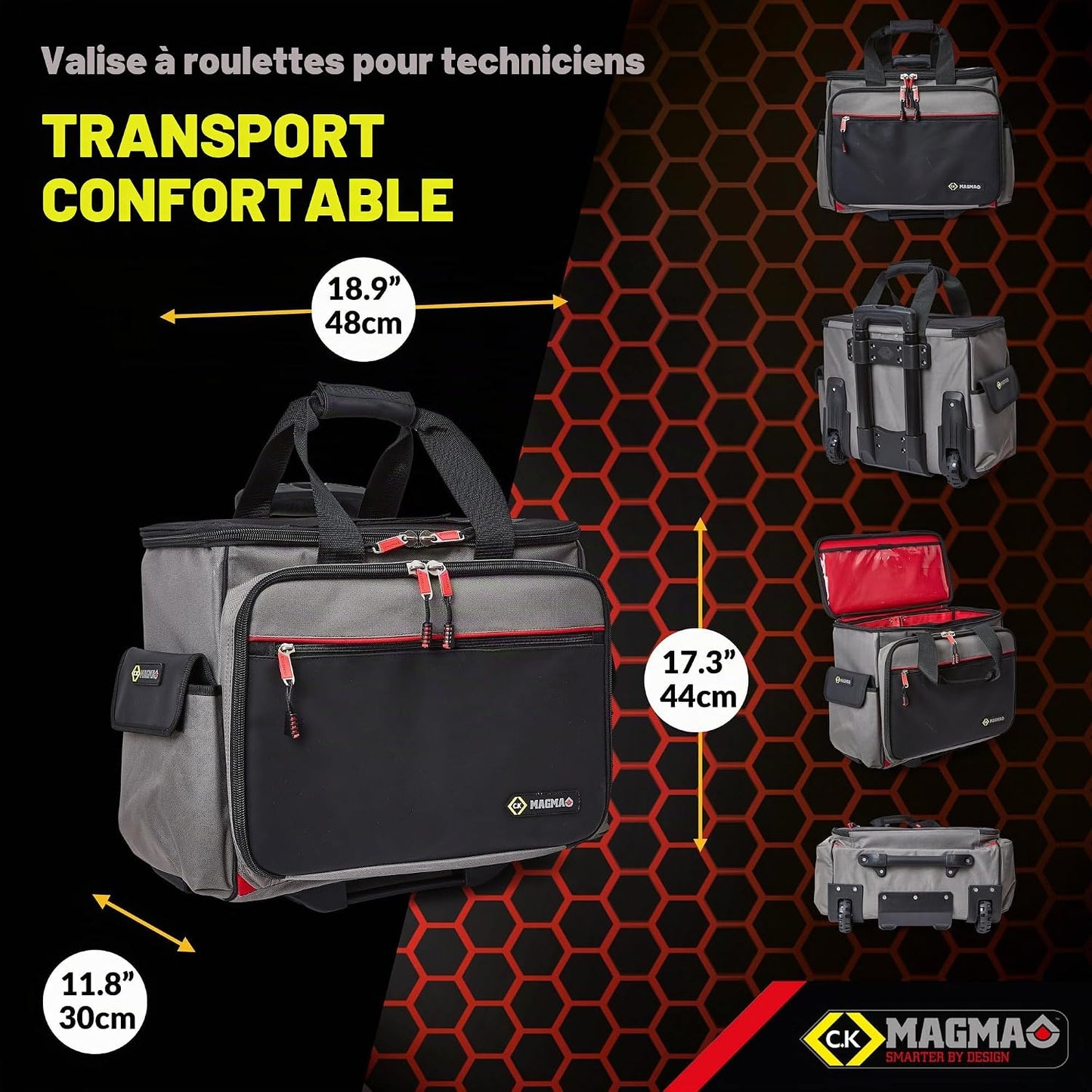  C.K Magma Malette Outils Sur Roulettes, Caisse A Outil De Technicien, Sac à Outils De Electricien, Boite A Outil Vide, Rangement Des Outillage, Sacoche Roulante, Trousse Vide, MA2650
