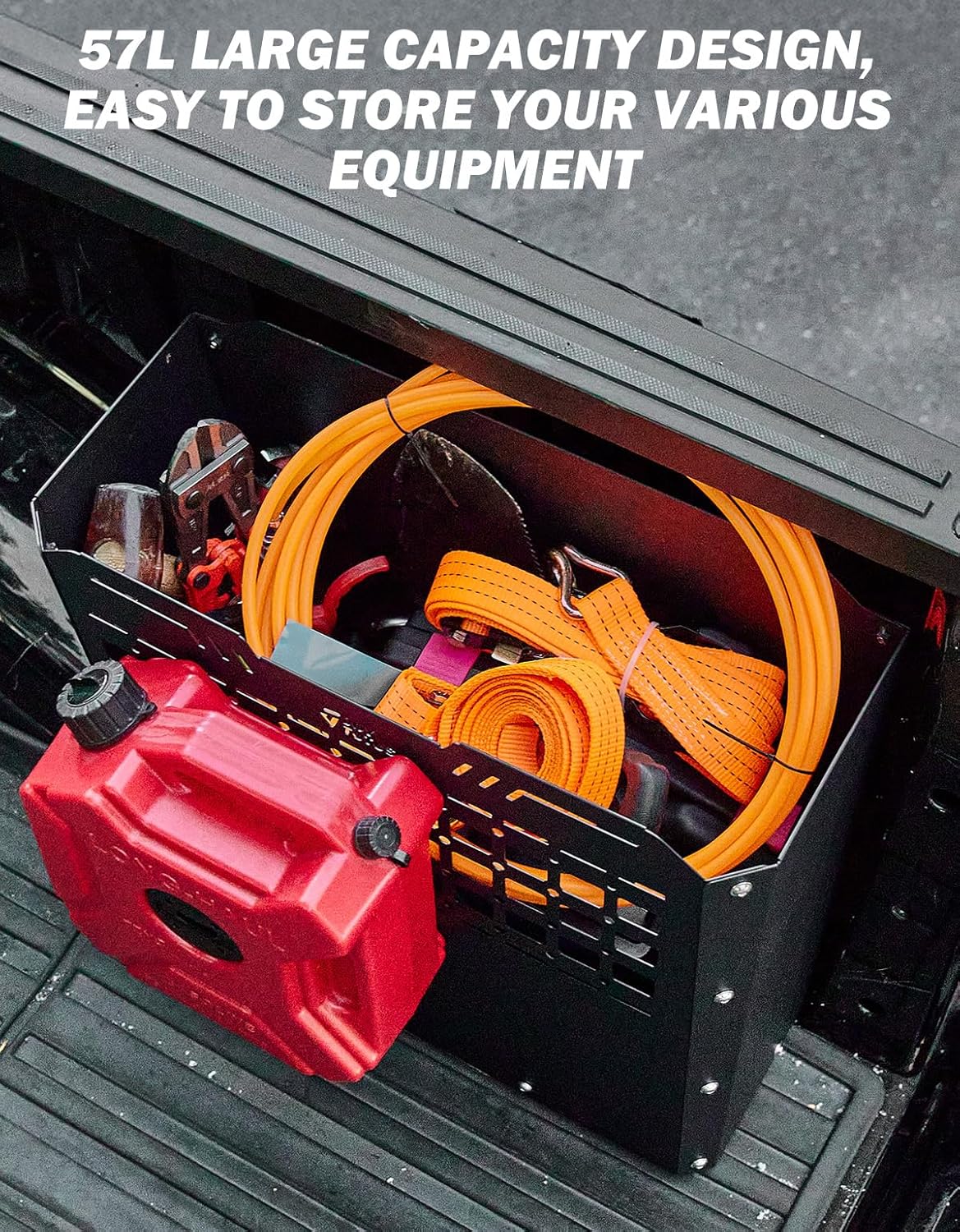  JOYTUTUS Rangement D'outils Pour Camion Robuste – Compatible Avec F150, F250, F350 (2015-2024) – Montage Latéral, Capacité De 57 L, Boîtes à Outils En Métal