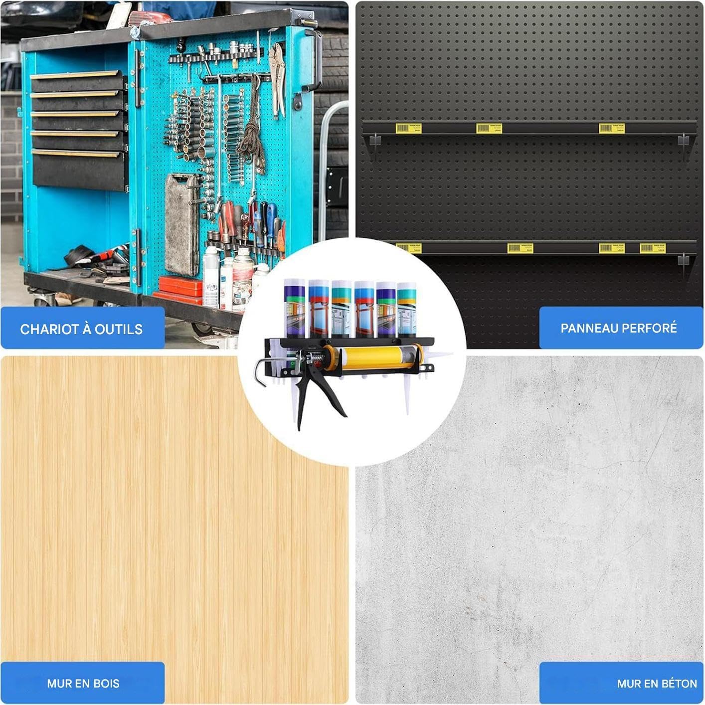  Organisateur De Mastic, Organisateur Mural Pour Tubes De Mastic D'Atelier, Rangement Pour Outils De Professionnels En Rénovation Et Maintenance