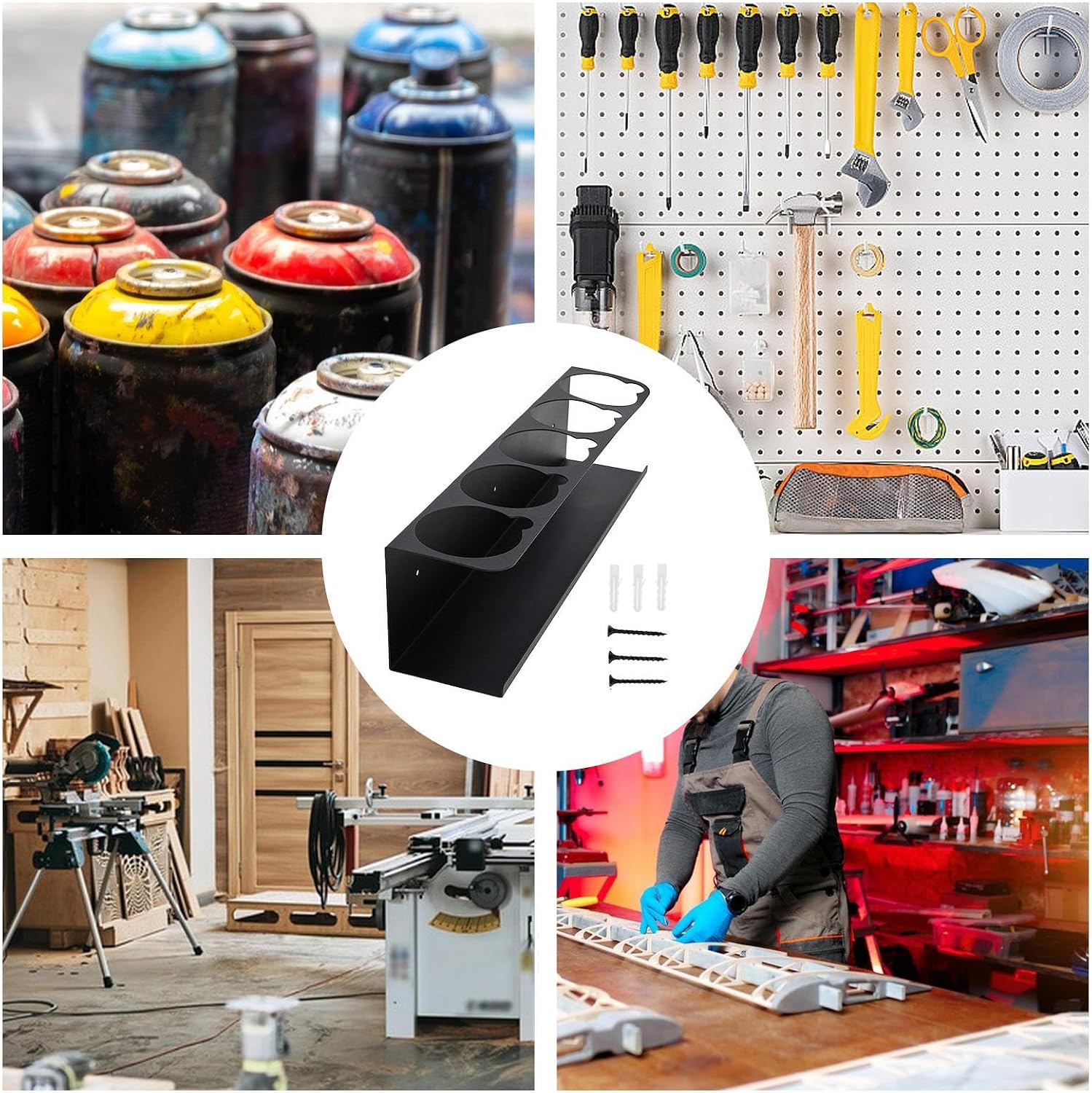 GENERIC Support De Tube De Calfeutrage – Rangement Mural D'atelier – Support De Flacon Pulvérisateur Monté Sur Table Pour Clé, Tournevis, Pour Atelier, Garage, Maison