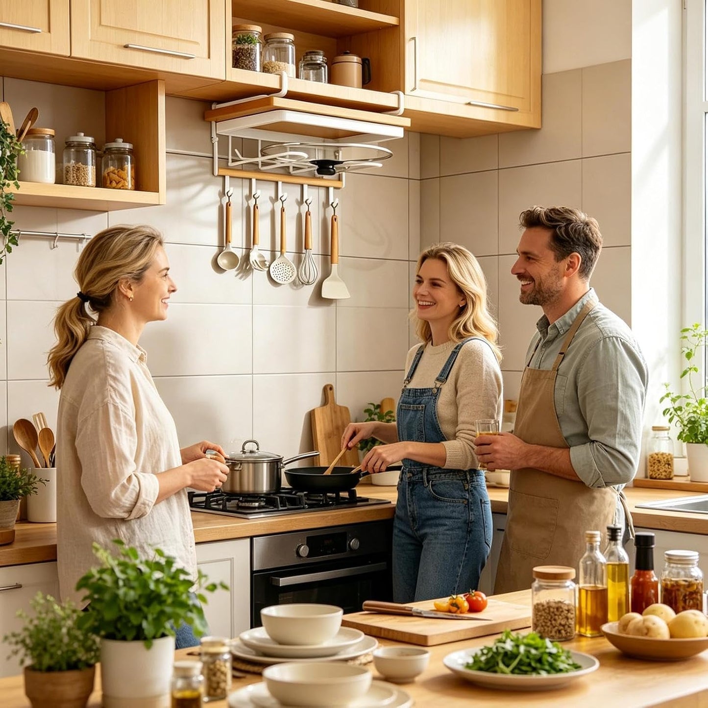  Générique Organiseur Sous Meuble - Gain De Place En Métal Robuste,Organisateur Sous Placard Support Planche à Découper - Pour Planche à Découper, Couvercle, Spatule, Louche, Torchon Et Maison,