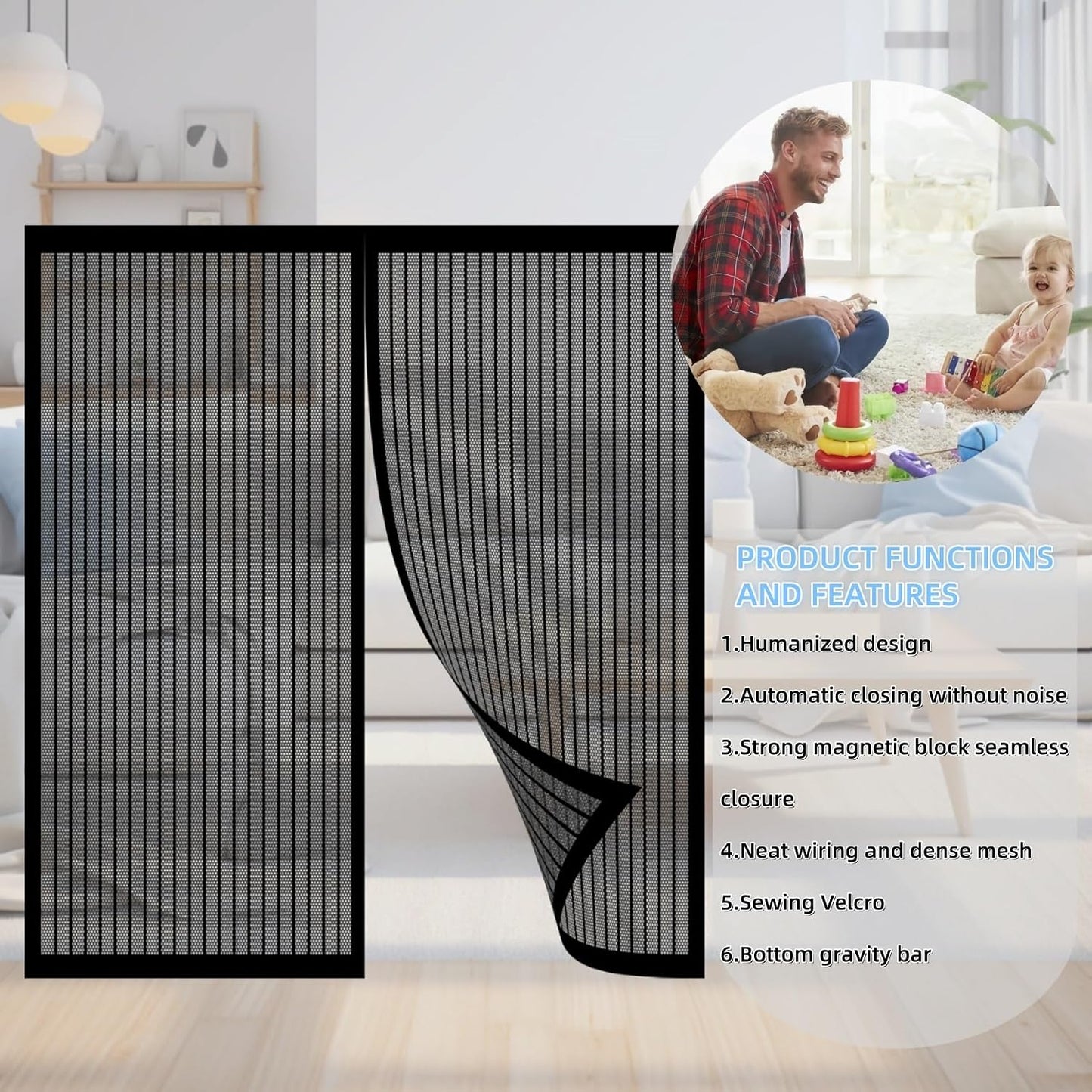  Magnetic Window Mosquito Net 57 X 110 Cm Top And Bottom With Automatic Magnetic Closure Mosquito Net For Windows Of Various Types, Black