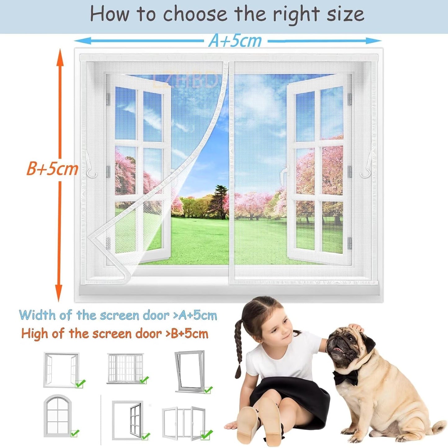  Magnetic Window Insect Screen 90 X 65 Cm, Durable Polyester Mesh Anti-Mosquito Window Curtain With Full Frame Magic Tape And Powerful White Magnets Upgraded Version