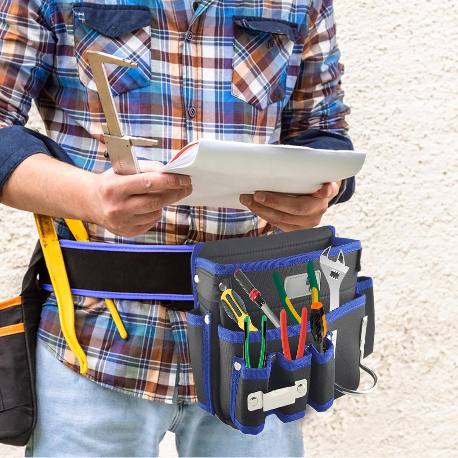  Pochette À Outils Pour Ceinture - Sac Ajustable En Tissu Oxford,Porte-Outils Pour Ceinture - Pour Travaux De Clouage, Menuiserie, Électricien, Chantier De Construction, Maintenance,