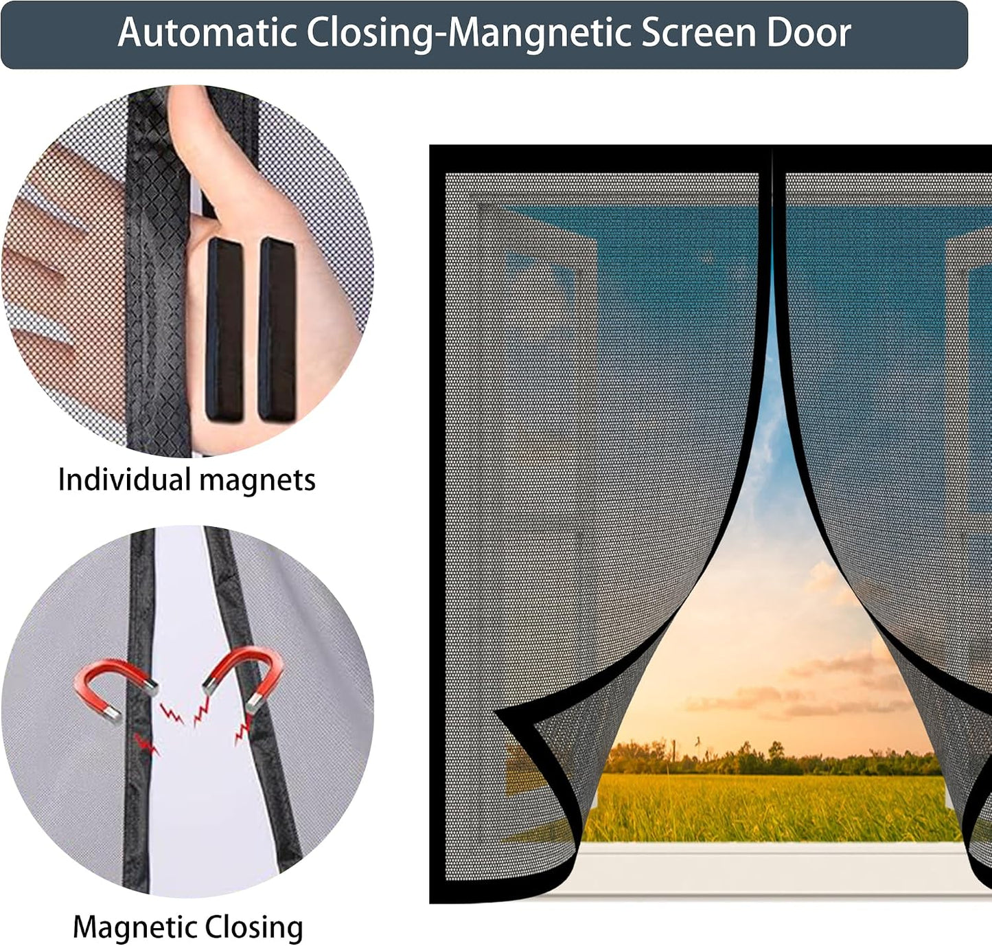  Mosquito Nets For Window 78 X 105 Cm With Magnets Mosquito Net On Curtain Breathable Ultra Thin Mesh For Window Patio Doors, Black