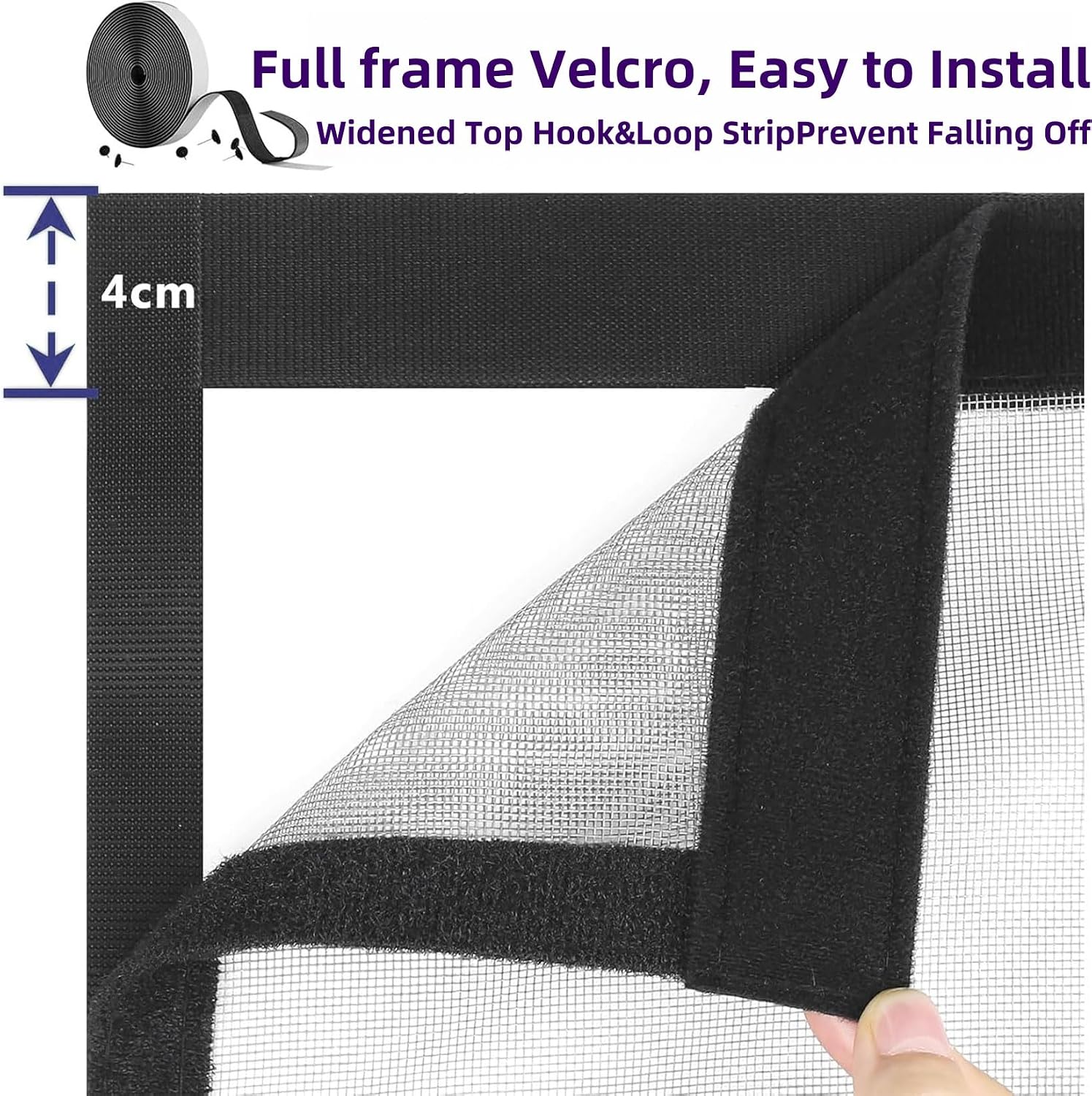  Moustiquaire Fenetre Aimantée 80 X 163 Cm (Personnalisable),Puissants Aimants, Fermeture Automatique Fenêtre Moustiquaire Magnétique Rideau Avec Fermeture Aimantée Sans Perçage, Noir