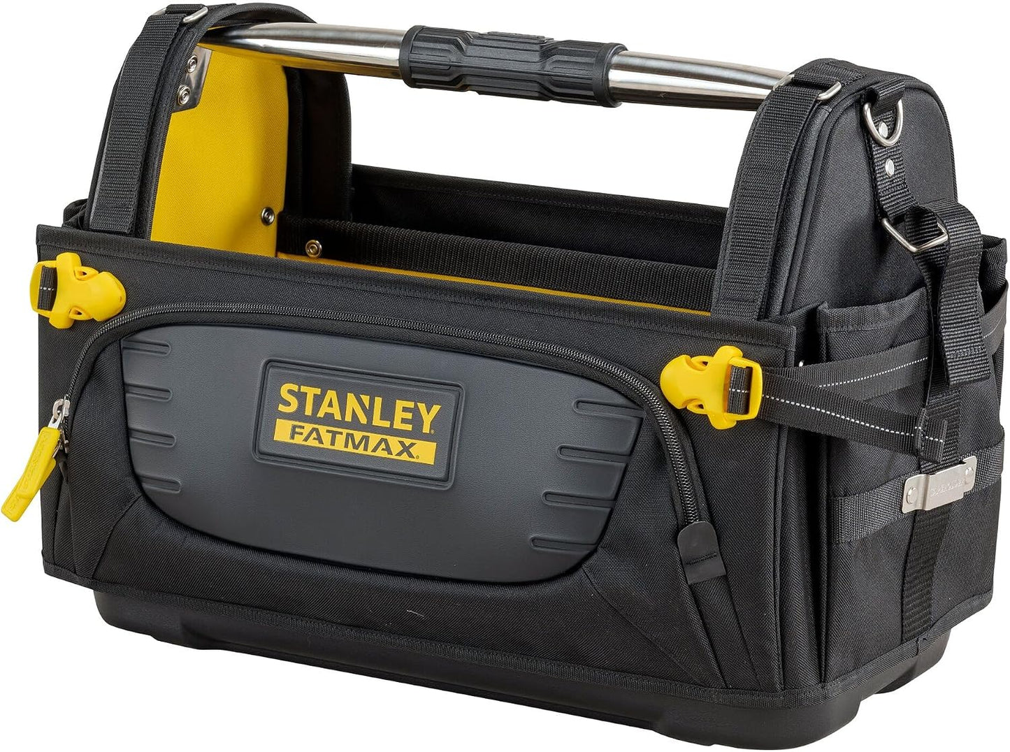  STANLEY Fmst1-80146 Panier Porte-Outils Gamme FATMAX - Base Rigide Étanche - 600 Deniers - Nombreuses Poches - Poignée Acier - Sangle D'Épaule Détachable