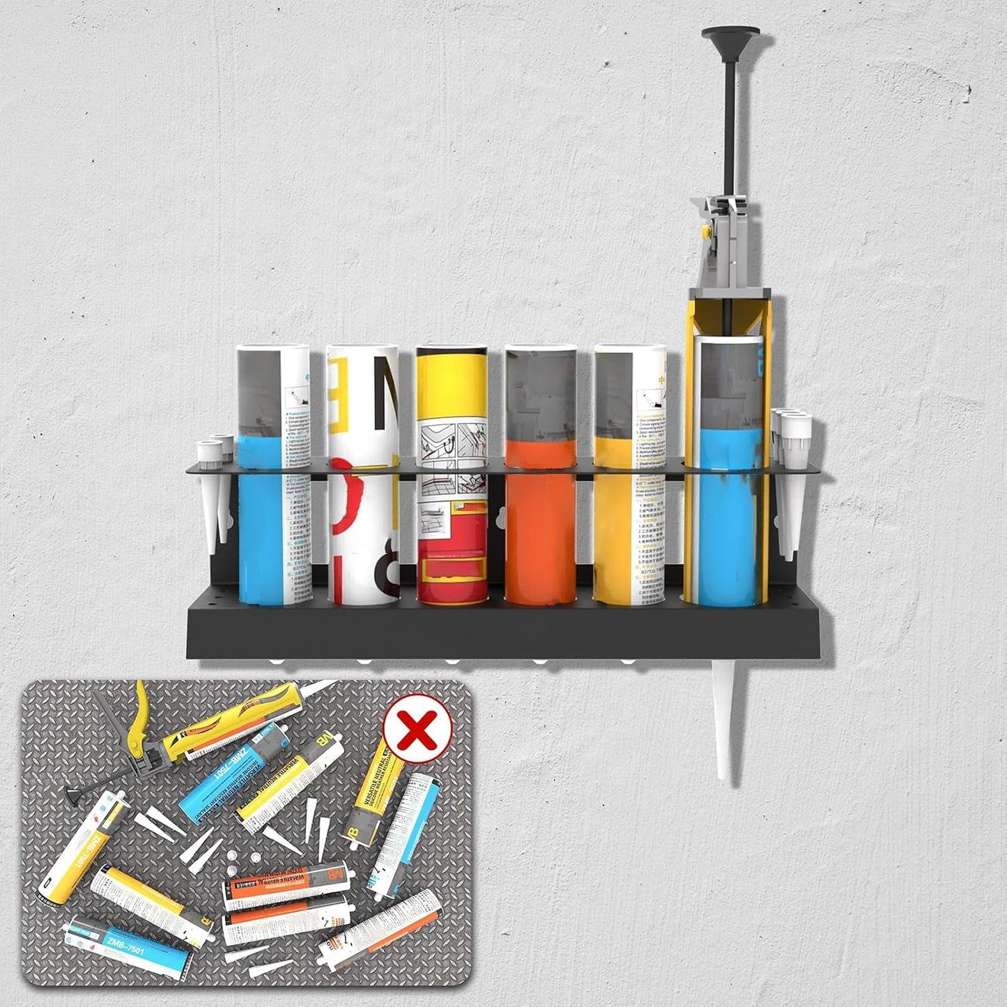  Stockage Colle | Rangement Pour Tubes De Graisse | Organisateur Murale Pour Atelier Et Détail Auto Avec Buses Et Flacons
