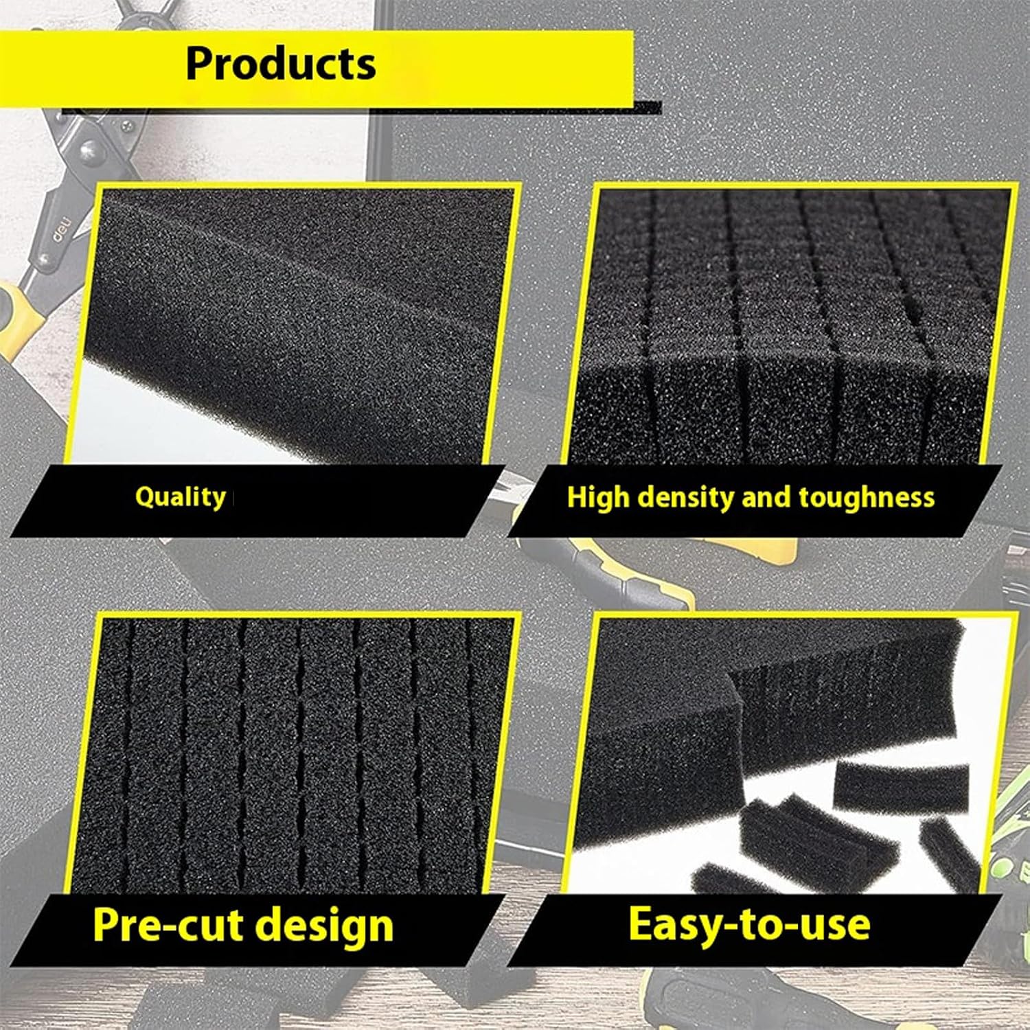  Lot De 4 Organiseurs De Boîte à Outils Légers En Mousse Pour Valises D'avion, Tiroirs, Outils De Rangement, étui De Protection, Inserts En Mousse