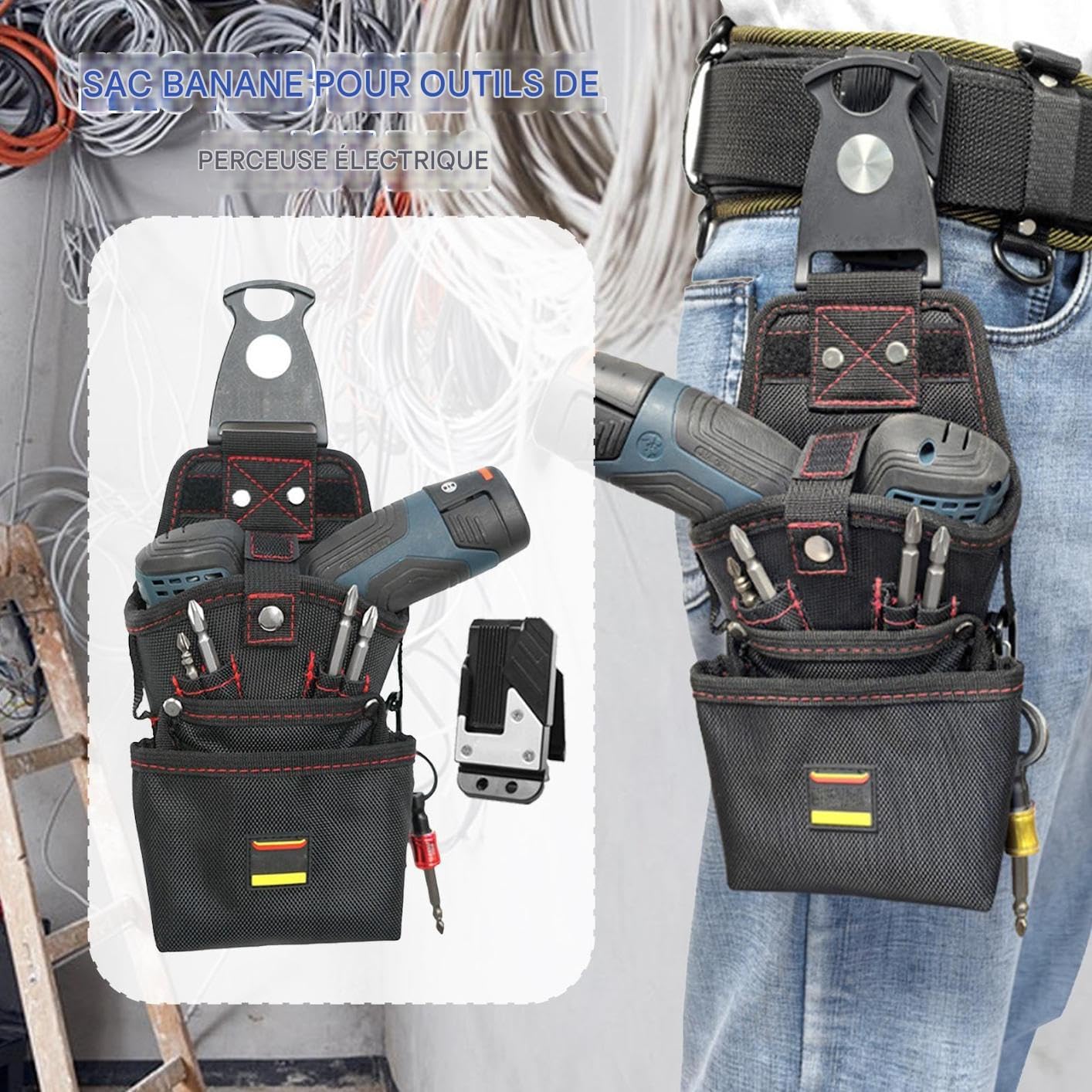  Pochette Ceinture Outils Électricien,Sac Organisateur De Travail Utilitaire Magnétique | Étanche Et Résistante Porte Perceuse Et Vis Outdoor Chantier
