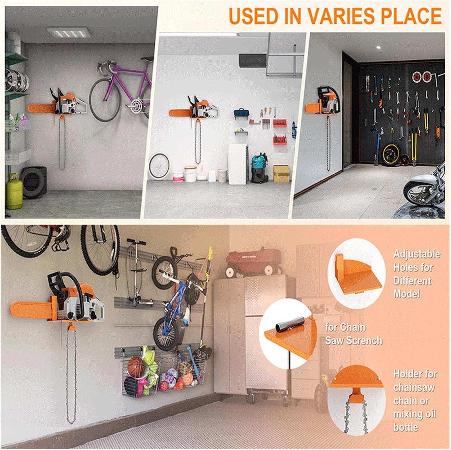 GENERIC Cintre Pour Tronçonneuse, Crochets Robustes, Outil De Rangement De Garage, Atelier D'entretien De Pelouse, Remorque, Abri De Jardin, Tracteur, Stockage Fiable Pour Camion, Bois De Chauffage, 23 X 18 X