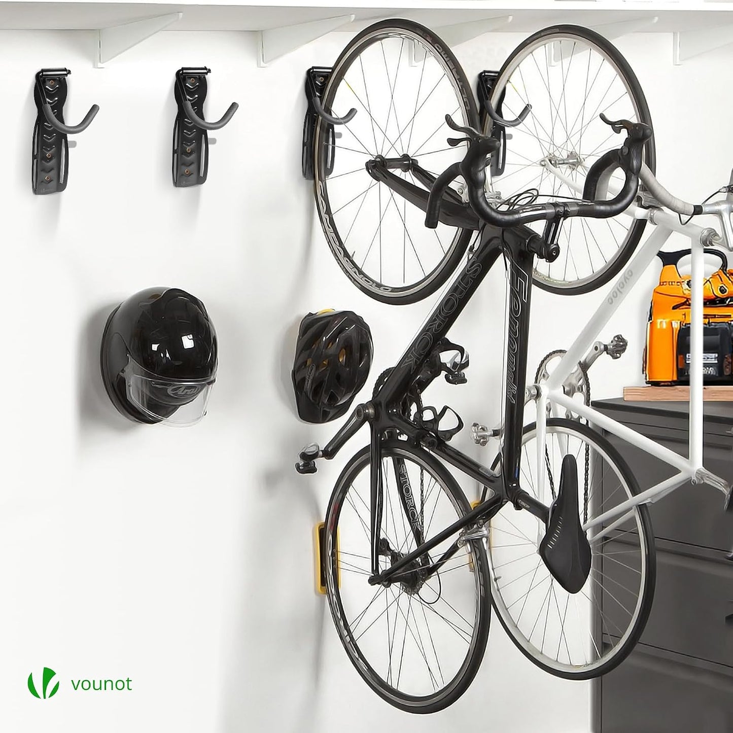  VOUNOT® Lot De 4 Support De Vélo Mural Crochet De Mur Pour Cintre De Vélo Idéal Pour Garage Maison Décoration Support Mural De Rangement Robuste En Forme L Noir