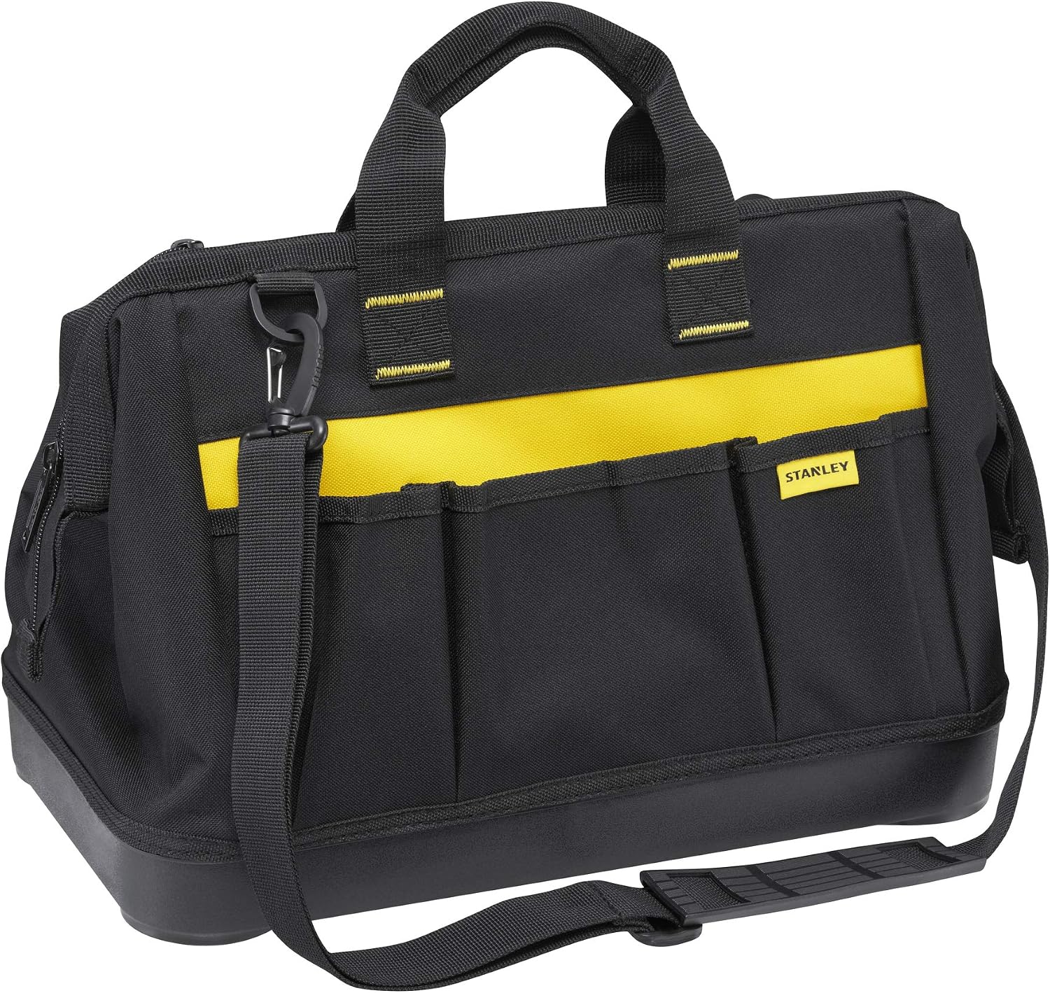  STANLEY 1-96-183 Sac À Outils En Tissu 600 X 600 Deniers - Multi-Compartiments - Sangle Bandoulière Avec Renfort Au Niveau De L'Épaule - Conception Rigide - Dimensions (en Cm): 44,7 X 27,5 X 23,5