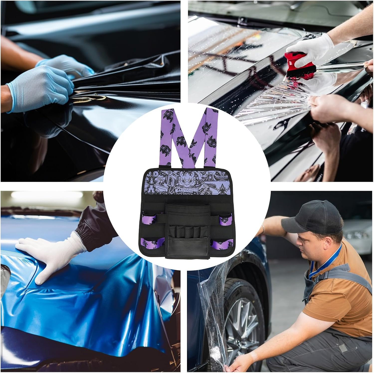 Genérico Organisateur De Sac à Outils, étui En Tissu Oxford De Grande Capacité, Organisateur D'outils Pour Obscurcir Les Fenêtres De Voiture, Sac De Rangement , Accessoire De Réparation