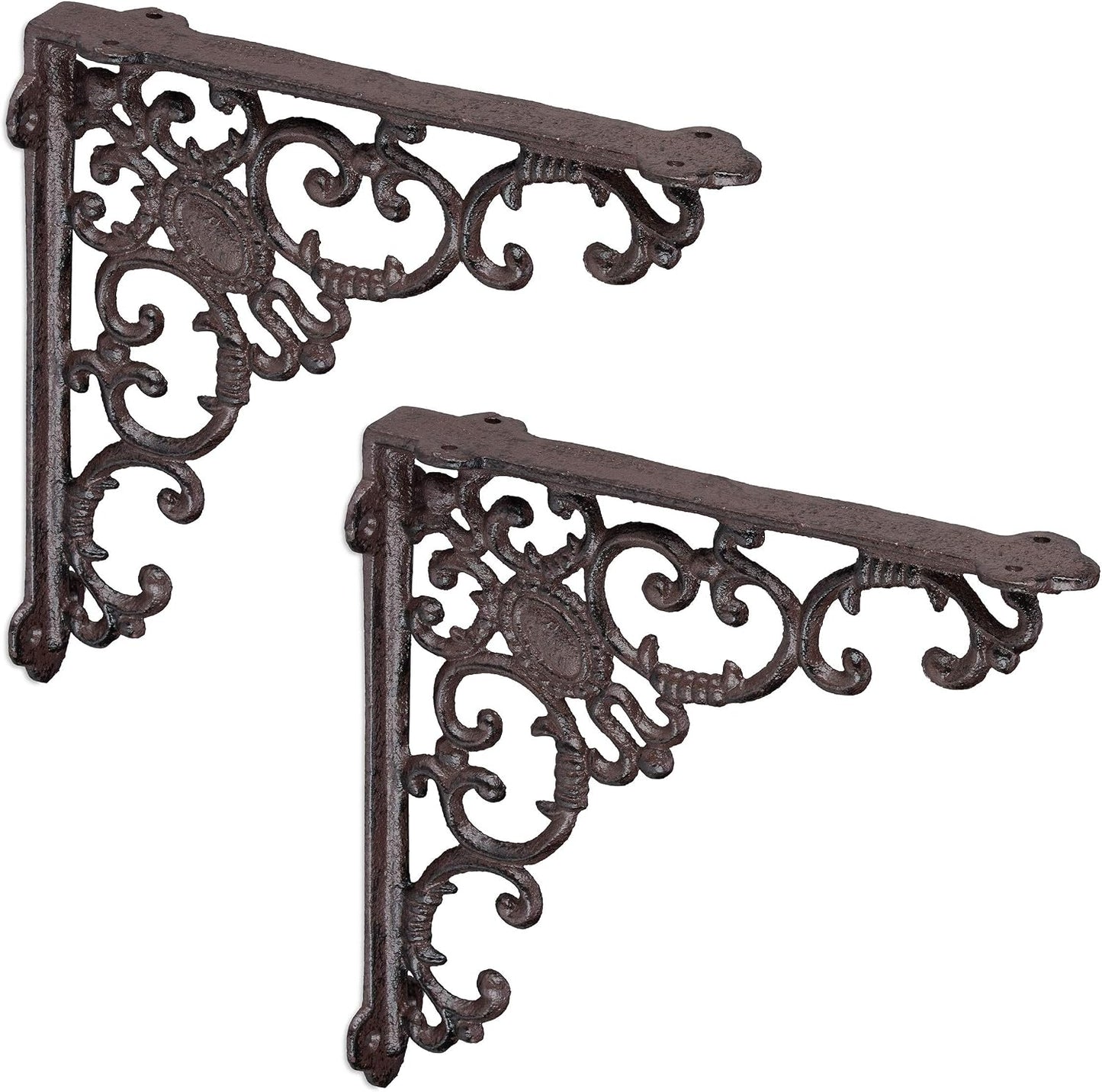  Relaxdays Set Of 2 Antique Cast Iron Bracket Wall Shelf Bracket Baroque Ornaments Bronze