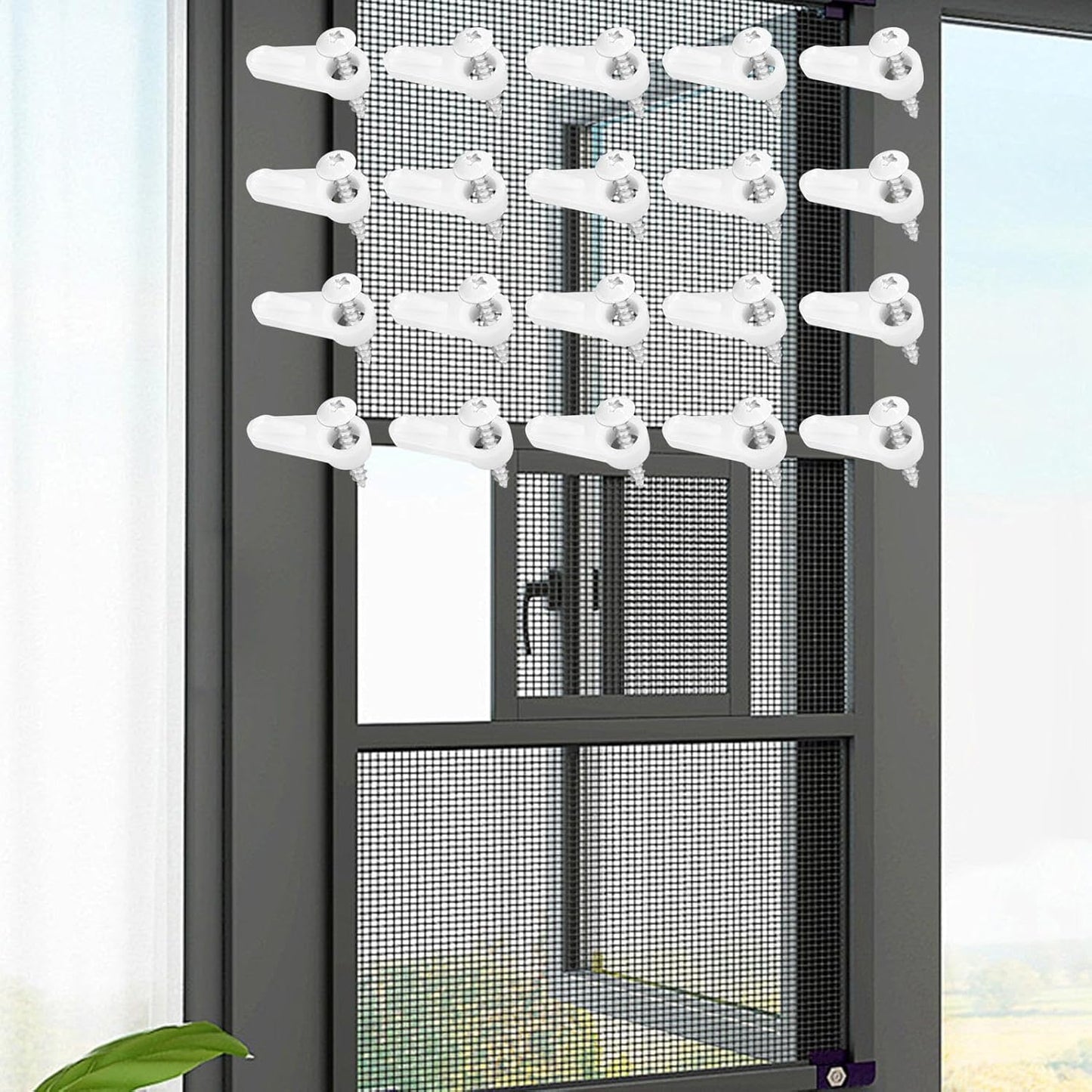  Clips De Retenue Pour Moustiquaire - 20 Pièces Quincaillerie Fixation Moustiquaire Avec Vis,Clips Sécurisés Pour Contre-fenêtre - Pour Maison Appartement Dortoir Salon Chambre Bureau Cuisine Salle De