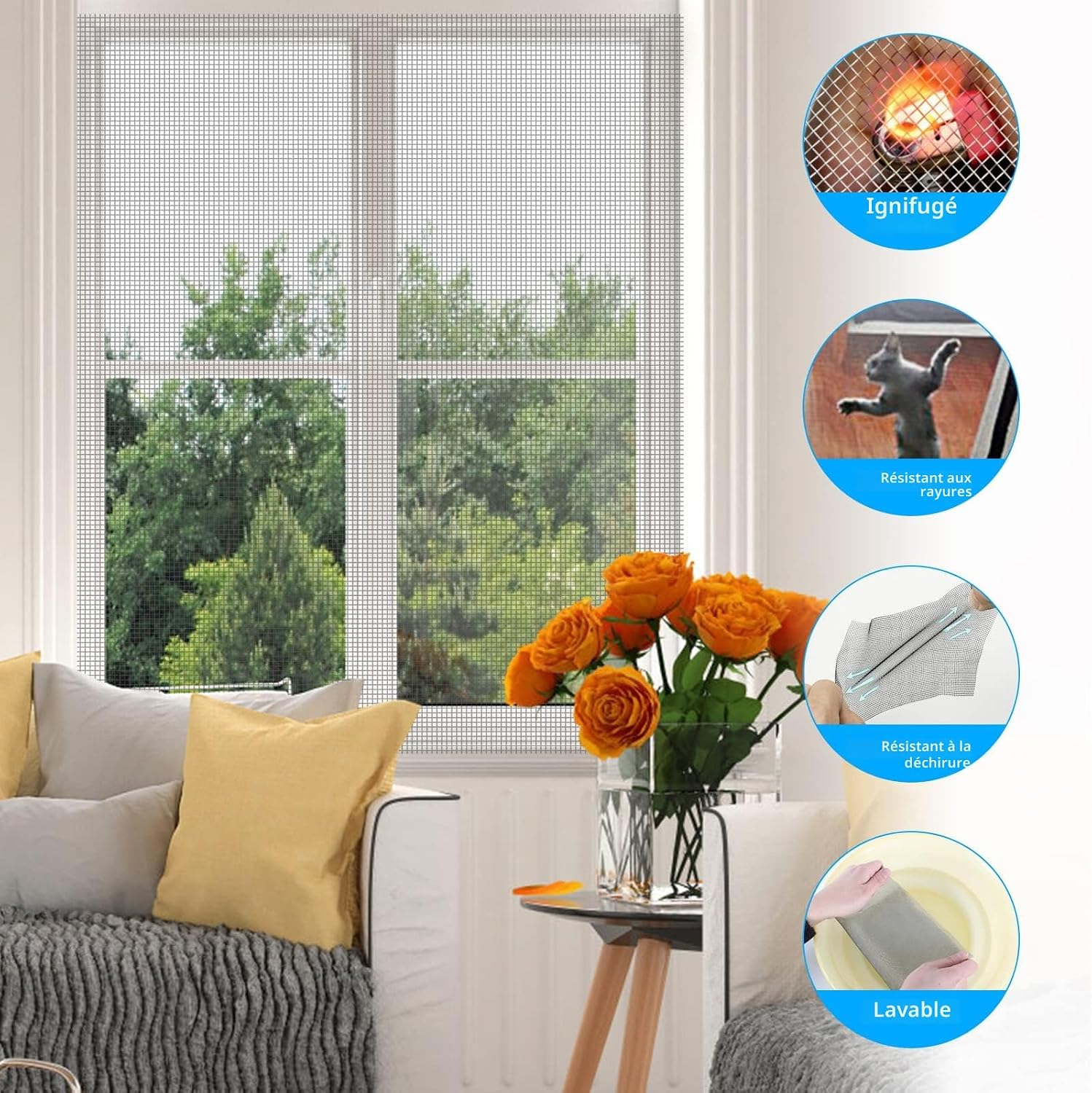  Fillis Window Fly Screen 150 X 300 Cm Fibreglass Insect Screen By The Metre DIY With Cleaning Brush, Mosquito Net For Windows, Balcony Door And Living Room, Grey