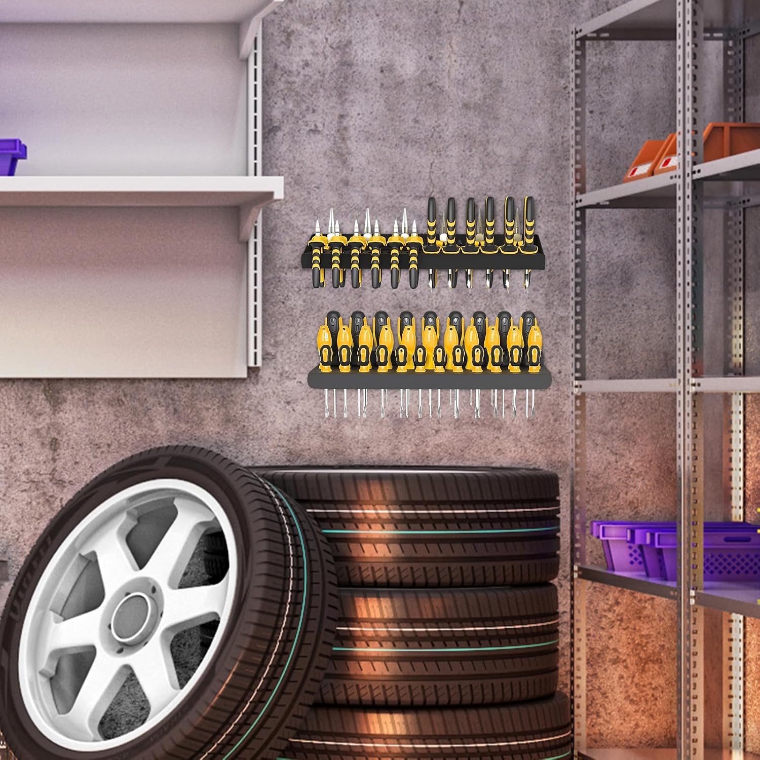  Organiseur De Tournevis | Rangement Mural Robuste Pour Tournevis | Organiseur D'outils Multifonction Pour Garage, Salon, Maison, Atelier, Dortoir