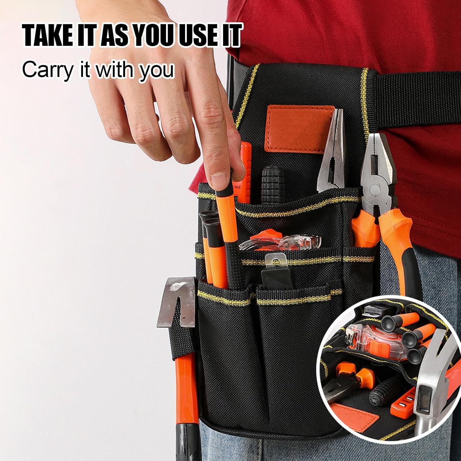 GENERIC Sac à Outils Pour électricien, Pochette De Rangement Portable Multi-poches | Sacs Porte-outils De Taille – Pour Construction, Bricoleur, Entrepreneur, Mécanicien, Plombier, Couvreur, Menuiserie