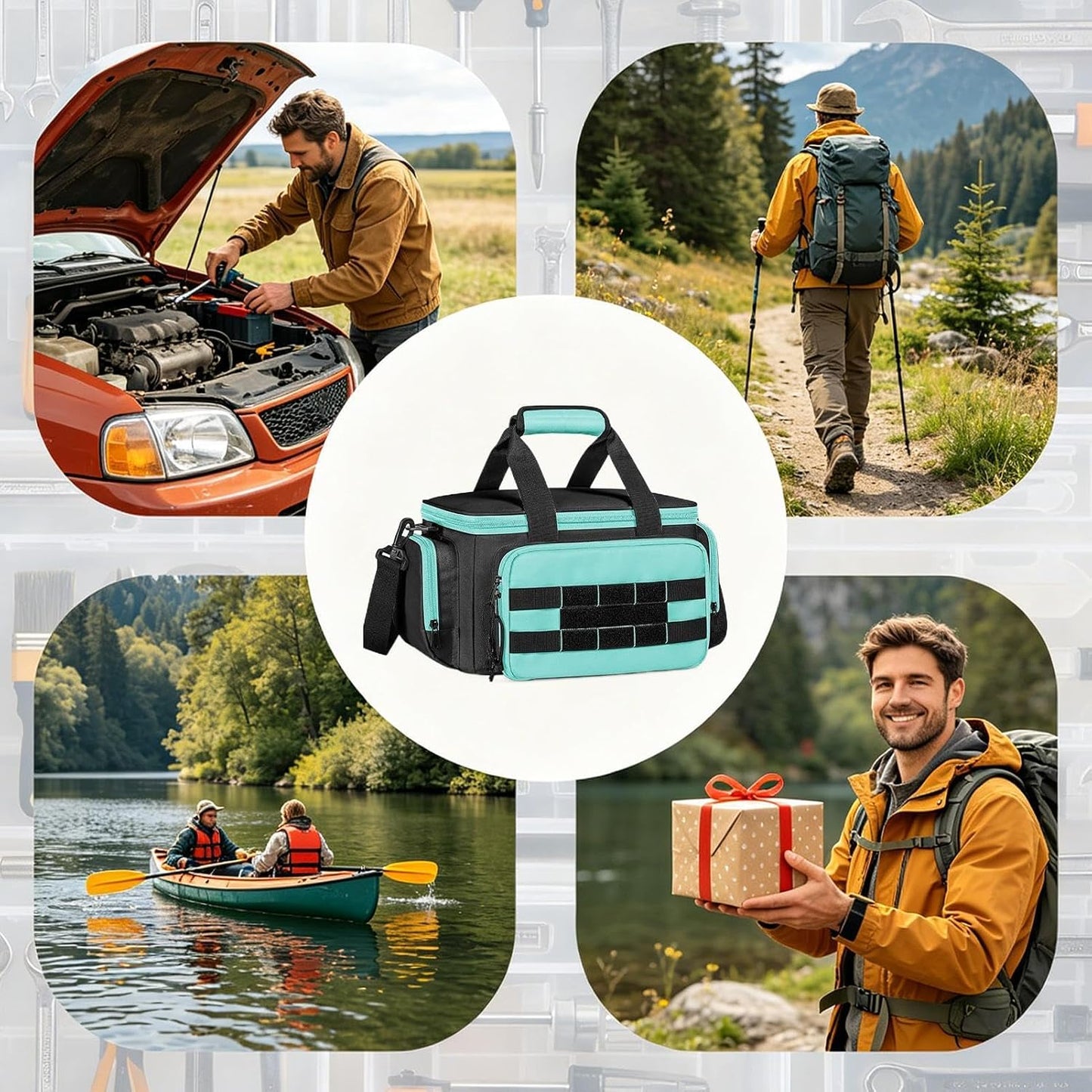 GENERIC Sac à Outils | Grand Sac à Outils Portable En Tissu Oxford – Pour La Construction, Le Camping, Les Voyages, L'université, Le Dortoir, Le Jardin, Le Travail, L'électricien, Le Charpentier