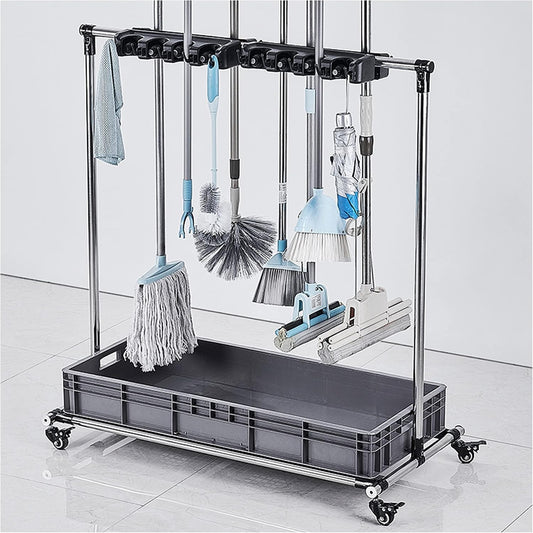  Support à Balais – Chariot à Outils De Nettoyage Sur Pied Pour Le Jardin Et Le Rangement – Idéal Pour Les écoles Et Les Entreprises – Fournitures Ménagères Essentielles