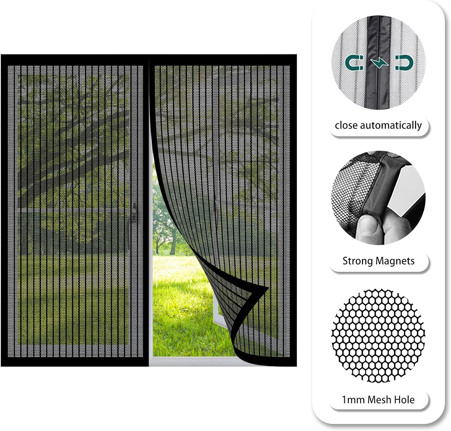  Magnetic Insect Screen Door Window Curtain 138 X 167 Cm Easy Installation For Living Room Window Black