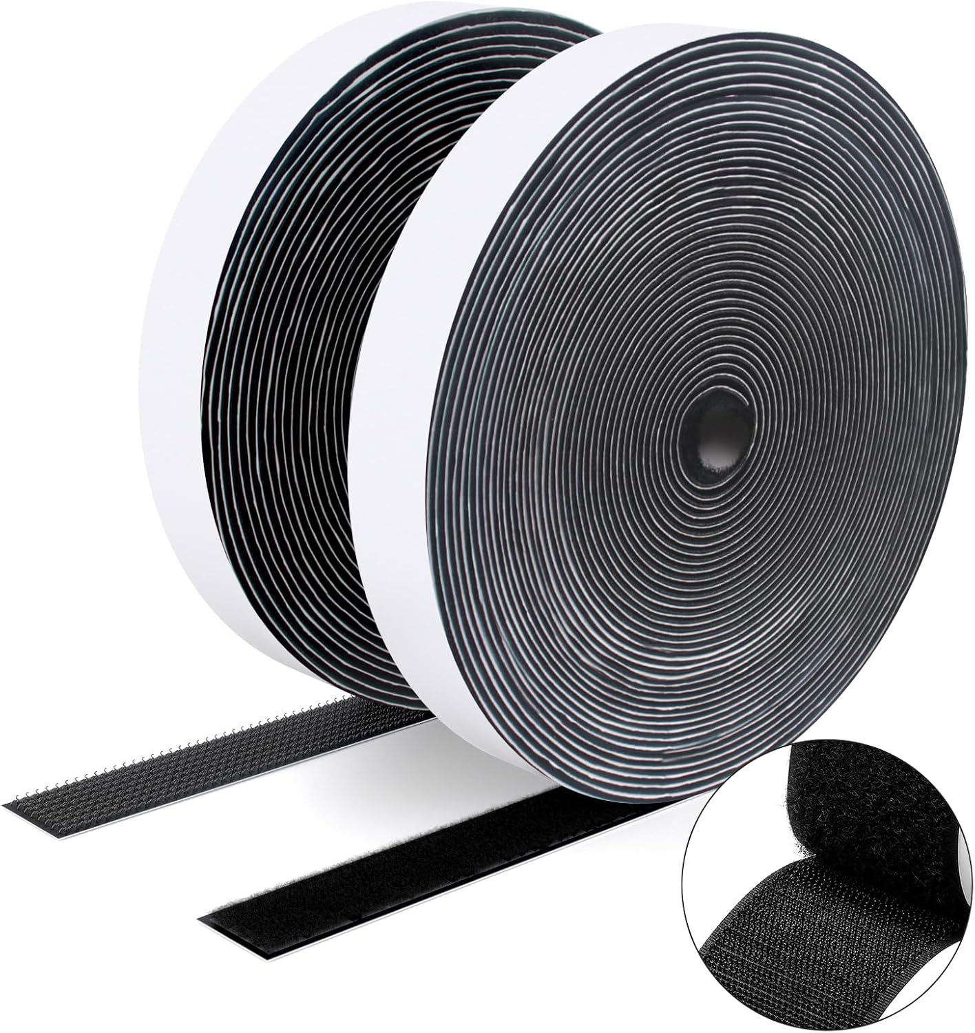  Double Sided Hook And Loop Tape, 20MM X 8M Self Adhesive Tape, Heavy Duty Tape, Interlocking Tape For Photo Frame, Mosquito Net, Carpet, DIY - White
