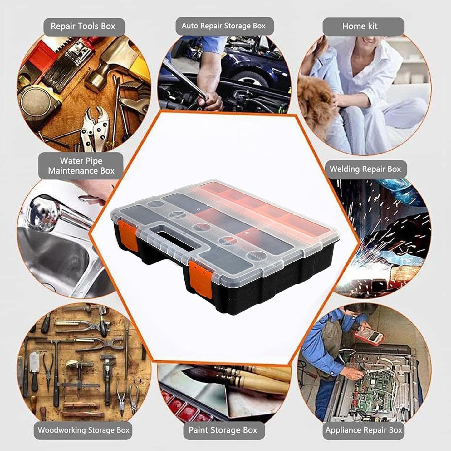 Genérico Boîte De Rangement Pour Petits Composants – 21 Compartiments Amovibles à Encastrer | Conteneur De Composants Pour Petits Composants Ferreux Tels Que Vis Et Boulons Outils électroniques