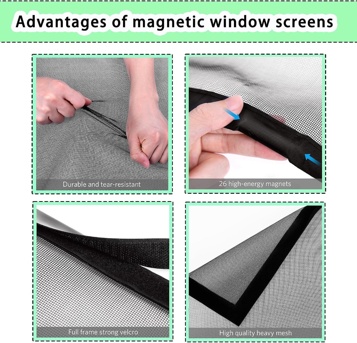  Mosquito Net Window 117 X 165 Cm Adjustable Mosquito Net With Powerful Magnets Automatic Closing For Most Types Of Windows, Black