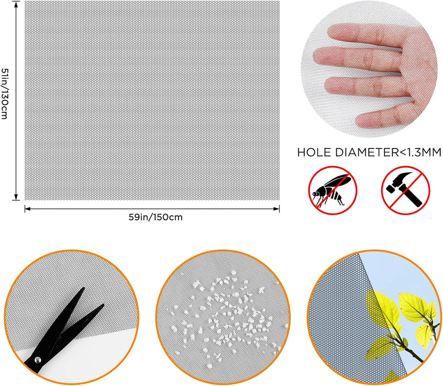  AiQInu Set Of 4 Universal Anti-Mosquito Window Insect Screen With Adhesive Tape - Fine Mesh - No Drilling Required