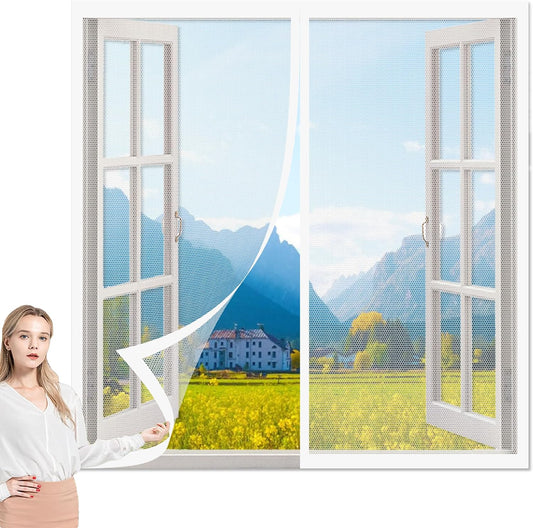  Magnetic Door Or Window Mosquito Net 118 X 130 Cm Breathable Balcony Mosquito Net Ultra Thin Mesh For Windows Doors, White