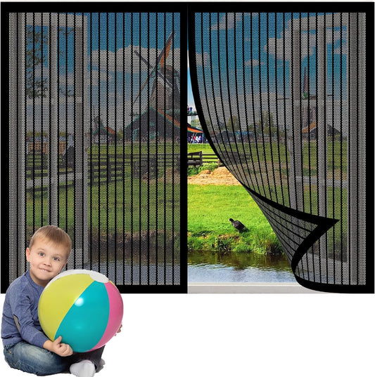  Diy Adjustable Magnetic Mosquito Net 113 X 117 Cm Insect Screen Window With Adhesive Strip Easy To Install No Drilling For Window Types, Black