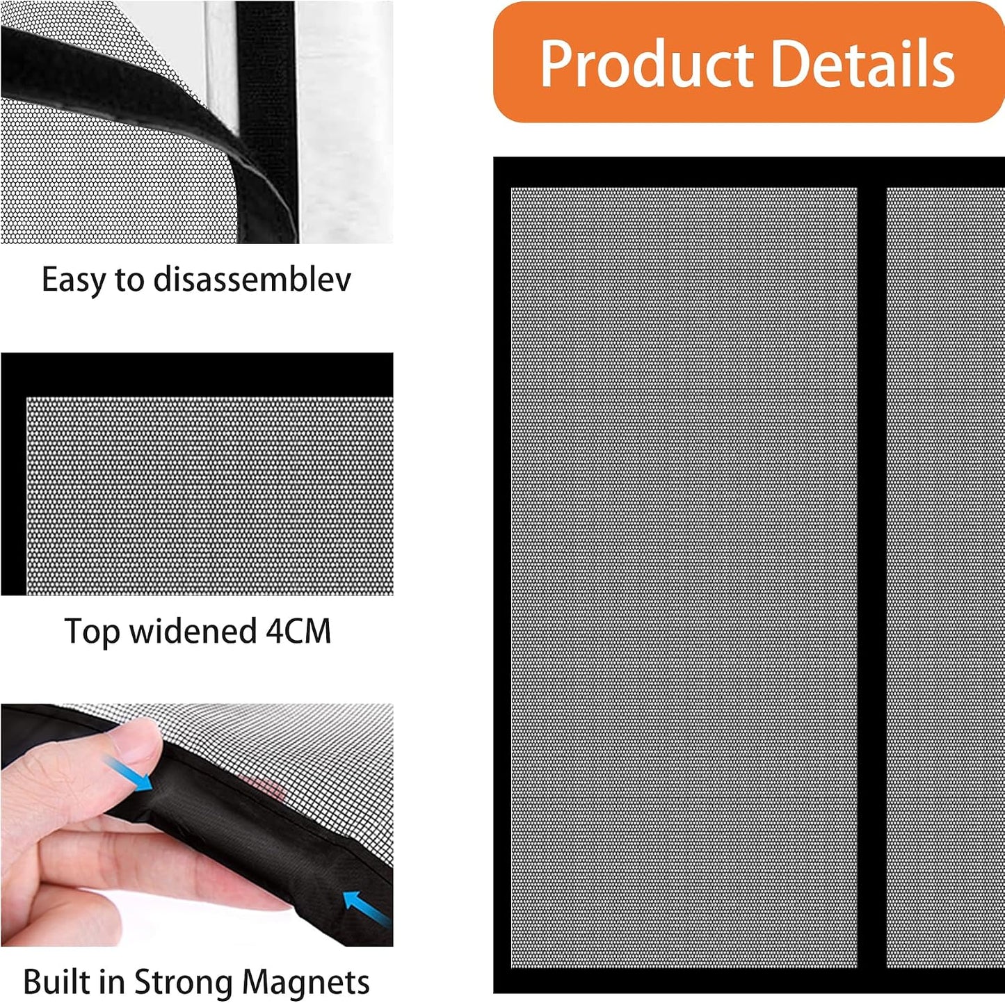  Window Mosquito Net 149 X 107 Cm Anti-Mosquito Self Adhesive Breathable Curtain Mesh Ultra Thin Mesh For Window Patio Doors, Black