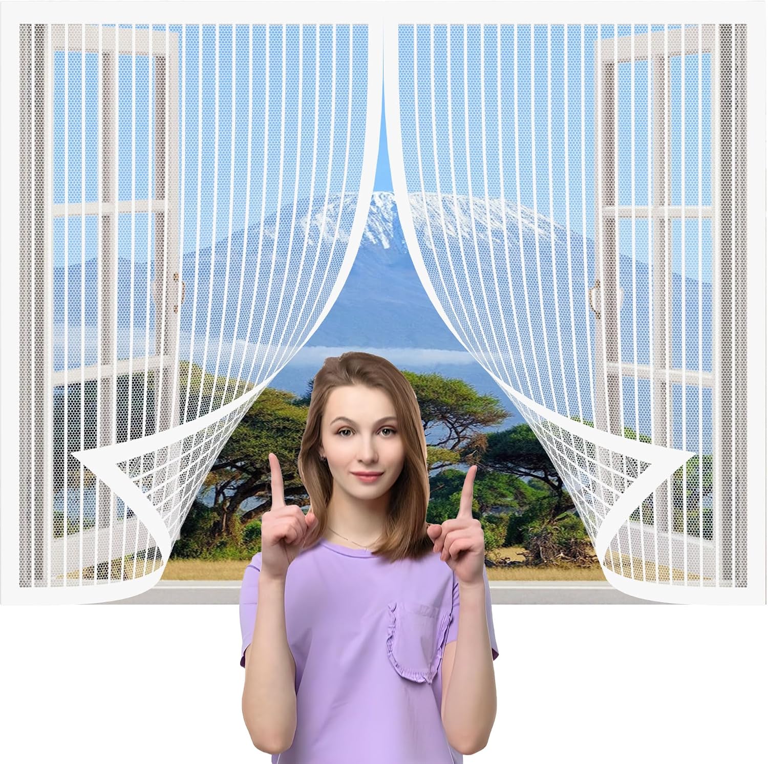  Mosquito Net Window 89 X 138 Cm Balcony Mosquito Net Automatic Closure Self-Adhesive For Most Windows, White
