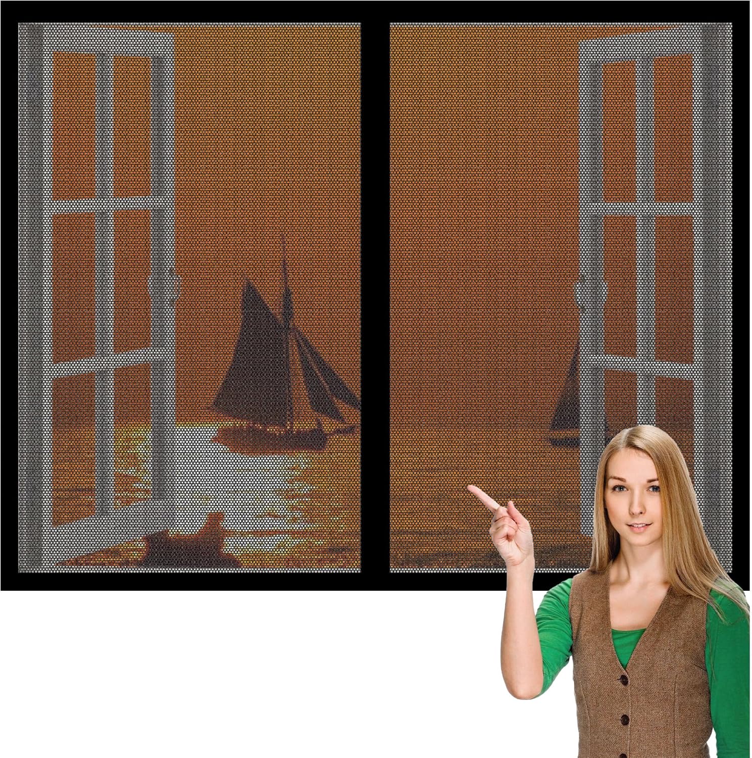  Moustiquaire Porte Fenetre 93 X 117 Cm Moustiquaire Magnétique Arrêter Autres Insectes Bestioles Pour Couloirs, Salon Cuisine Baie Vitree, Noir
