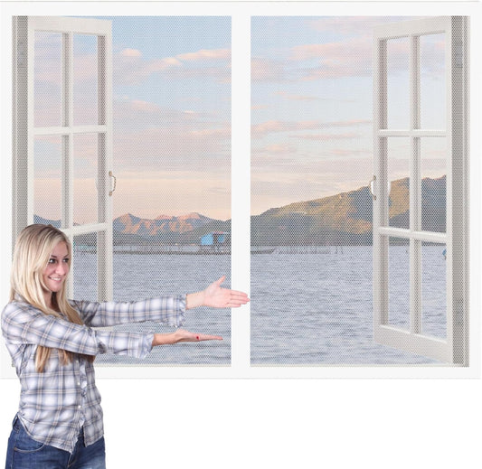  Mosquito Net With Magnetic Closure, 98 X 101 Cm, Automatic Closure, Insect Screen, Magnetic Installation Kit For All Types Of Windows, White